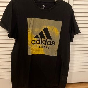 Adidas Men's Black and Yellow Tennis Tee